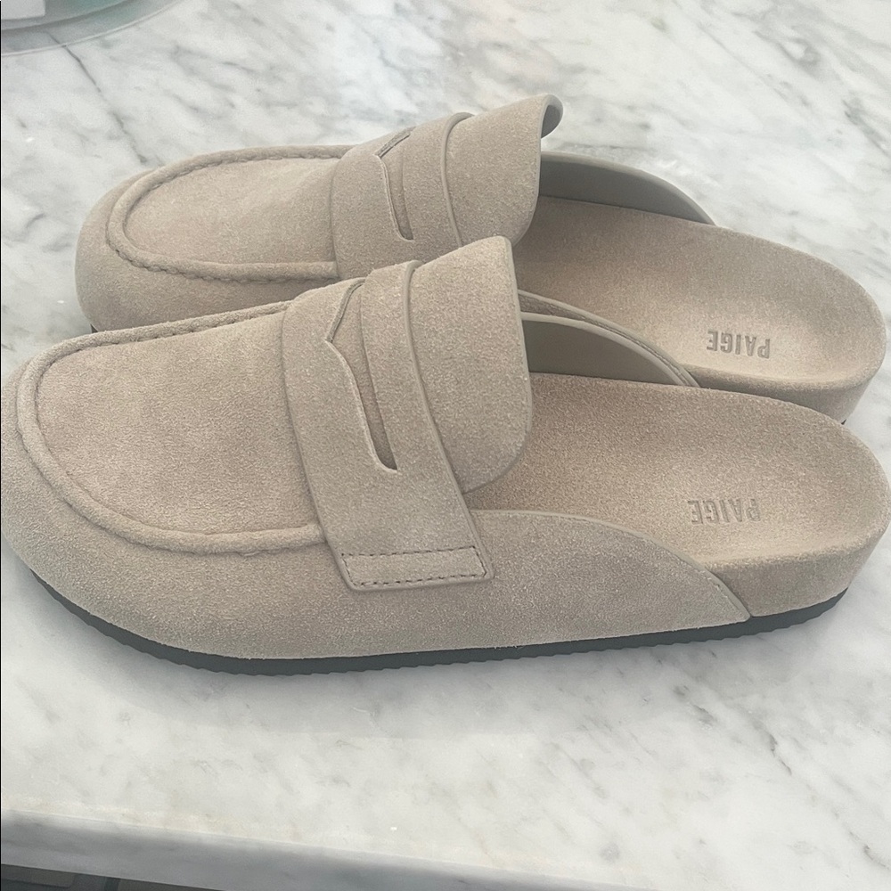 PAIGE Beige Suede Mule Clogs - New and Never Worn